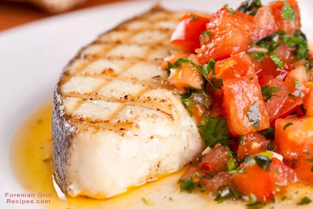Grilled halibut on a Foreman Grill