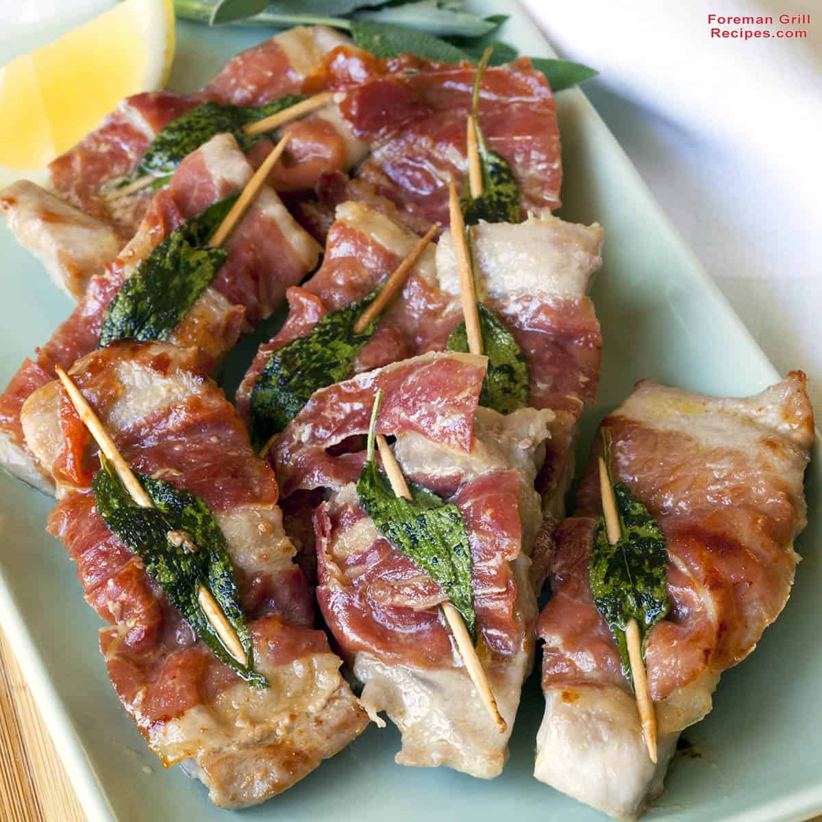 Grilled Veal Saltimbocca on a foreman grill